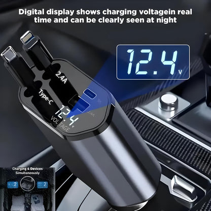 Retractable Car Charger & Vacuum Phone Holder Combo
