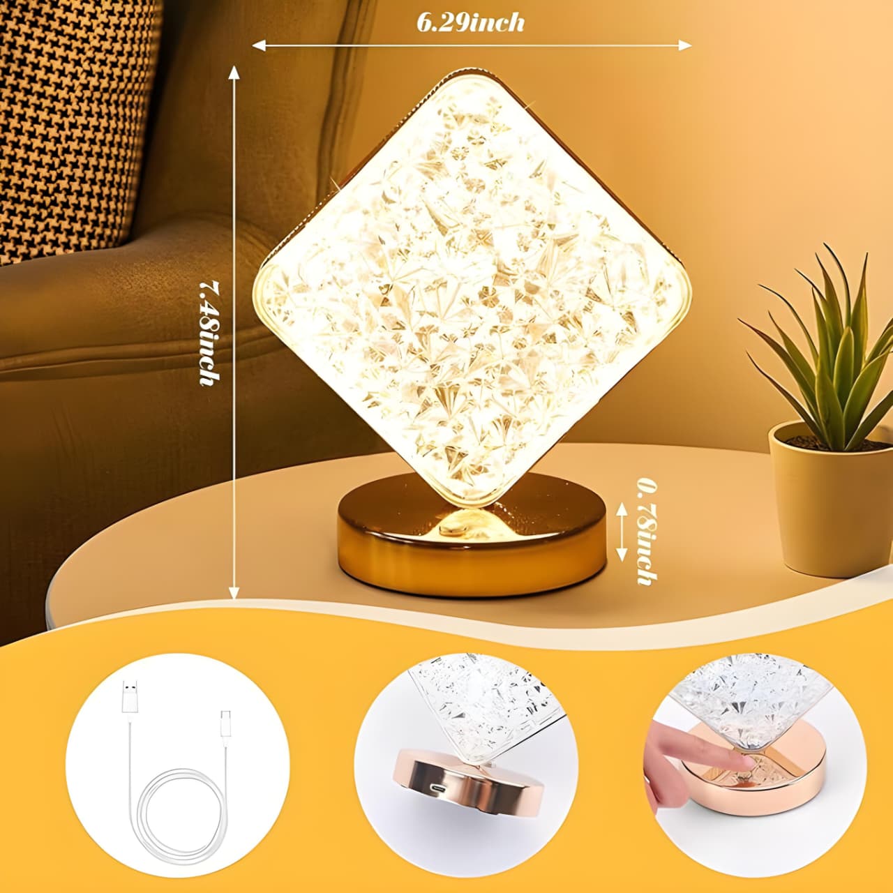 Square Crystal Lamp