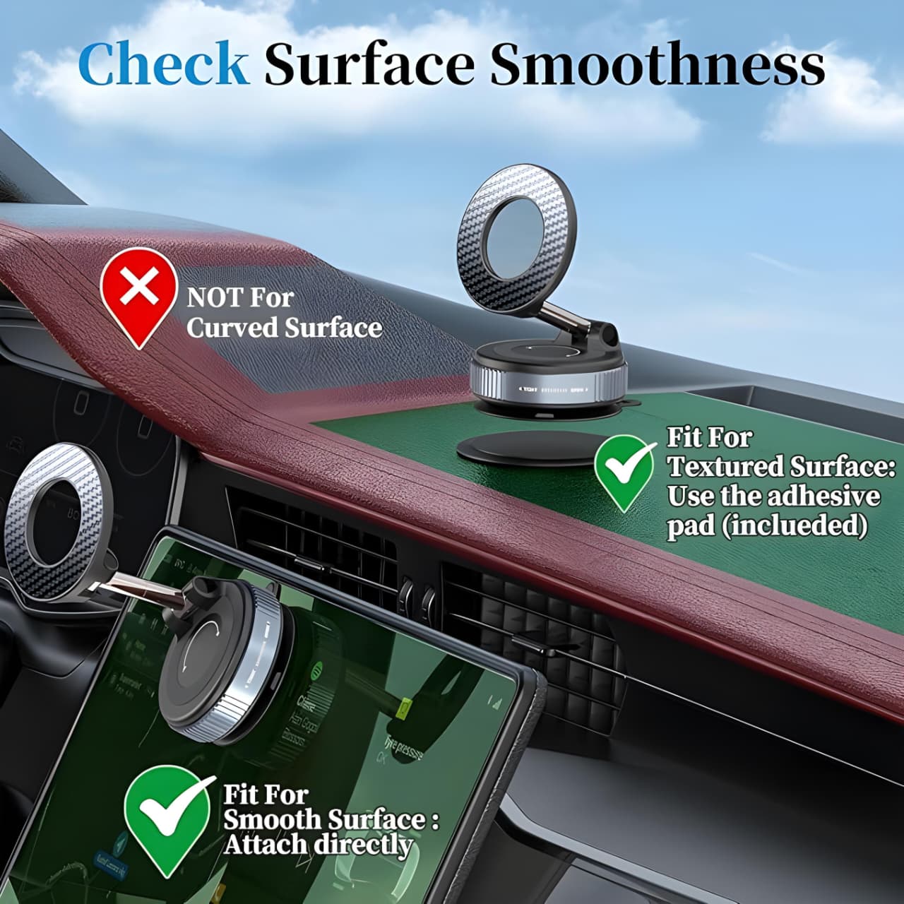 Retractable Car Charger & Vacuum Phone Holder Combo